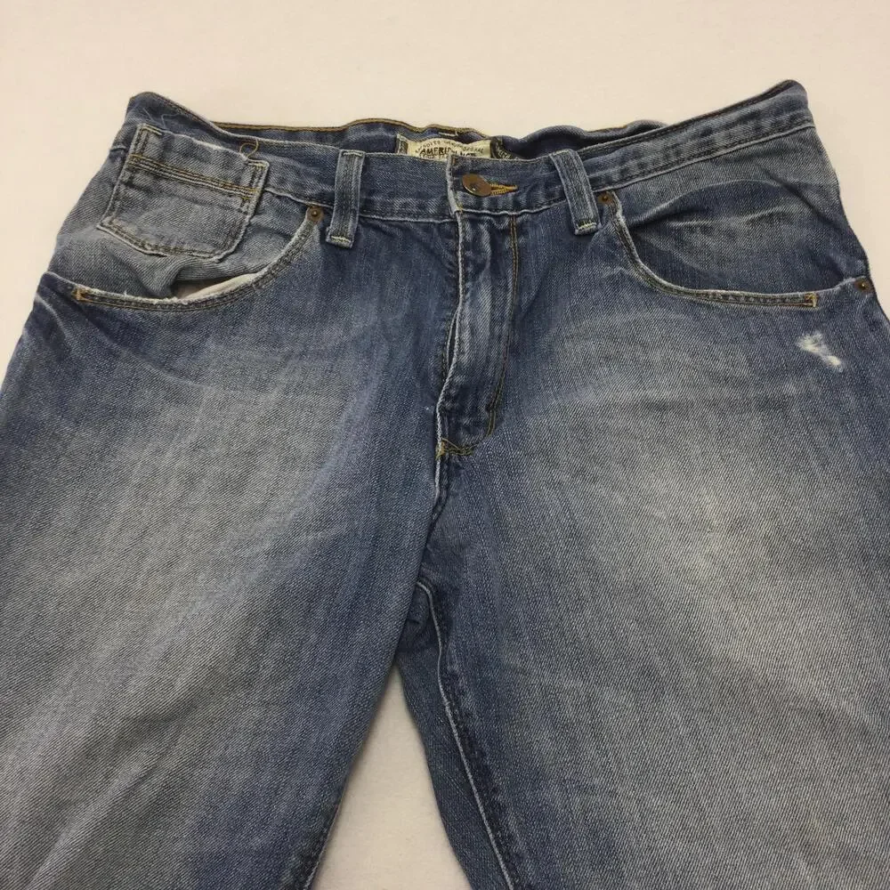 American Rag MAG1 561 Jeans Mens 32x30 Blue Wash Slim Straight Denim Distressed